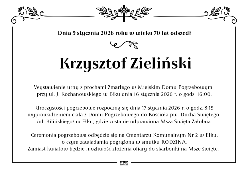 Krzysztof Zieliński - nekrolog